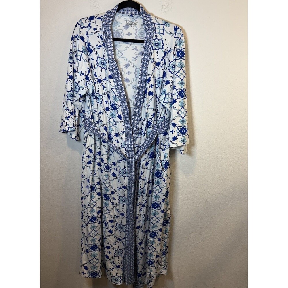 Baby Be Mine Maternity Robe Floral Nursing Belted Stretch Size L/XL